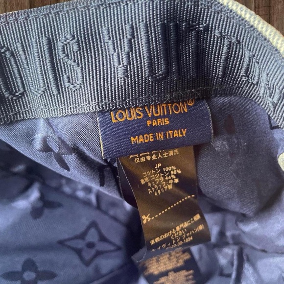 Louis Vuitton Light Blue Denim Monogram Cap with Yellow Strap - Picture 4 of 5